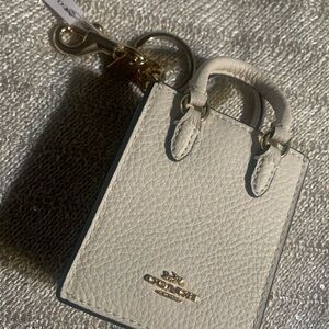 COACH mini tote bag key chain NWT